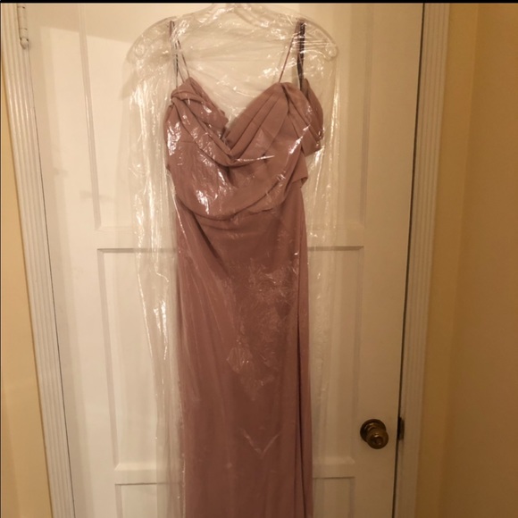 Jenny Yoo Sabine Off The Shoulder Gown Dress Fig - Picture 3 of 6